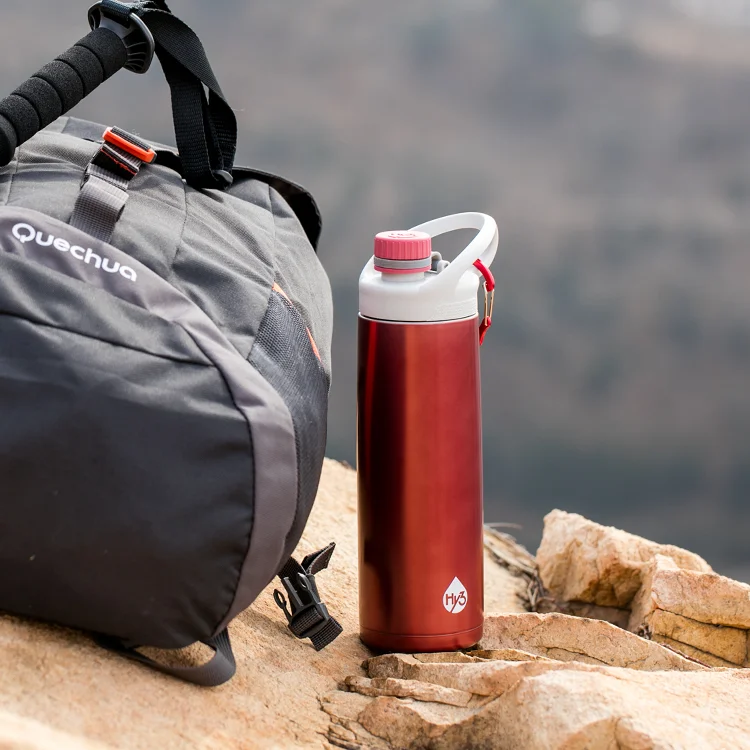 stainless steel hiking water bottle with handle